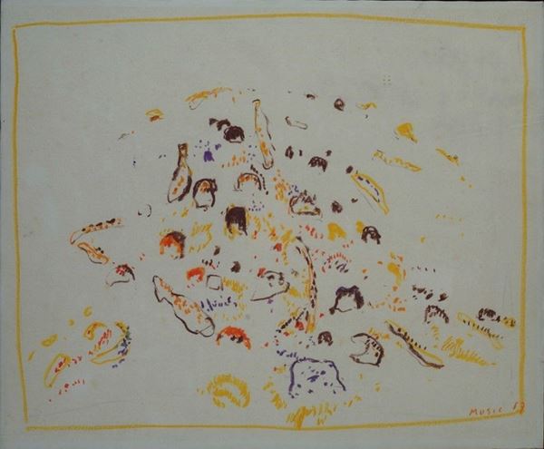 Zoran Music : Colline  (1967)  - Pastelli su carta - Asta Arte Moderna e Contemporanea - III - Galleria Pananti Casa d'Aste