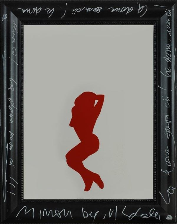 Marco Lodola : Mimor  - Cornice dipinta e acetato su specchio - Asta Arte Moderna e Contemporanea - III - Galleria Pananti Casa d'Aste