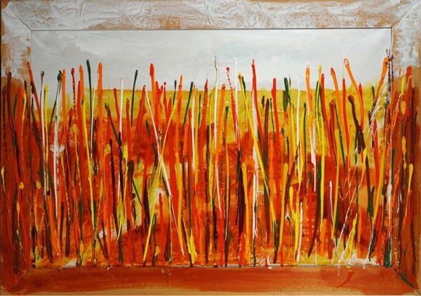 Mario Schifano : Senza titolo  (1989)  - Smalto e acrilico su tela con cornice dipinta - Asta Arte Moderna e Contemporanea - III - Galleria Pananti Casa d'Aste