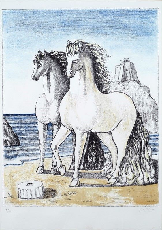 Giorgio de Chirico : Cavalli antichi  (1974)  - Auction Arte Moderna e Contemporanea - III - Galleria Pananti Casa d'Aste