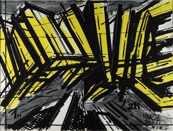 Vinicio Berti : quantità simultanee 1H-2H  (1972)  - Acrilico su tela - Asta Arte Moderna e Contemporanea - III - Galleria Pananti Casa d'Aste