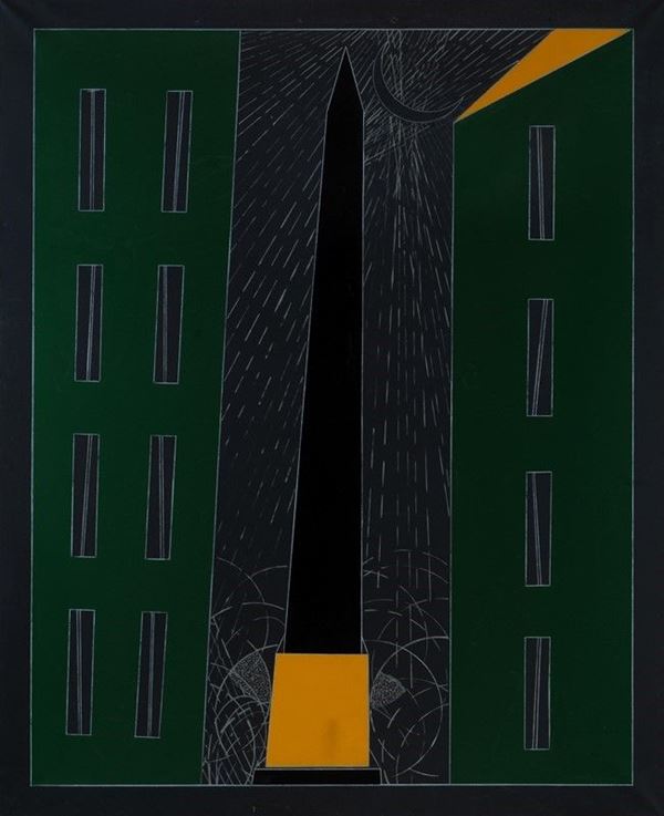 Franco Angeli : Notturno romano  - Tecnica mista su tela - Asta Arte Moderna e Contemporanea - III - Galleria Pananti Casa d'Aste