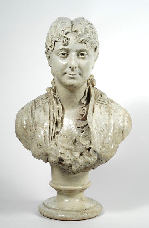 Anonimo, XIX sec. : Ritratto di donna   - Terracotta smaltata - Asta Orologi, Antiquariato - I - Galleria Pananti Casa d'Aste