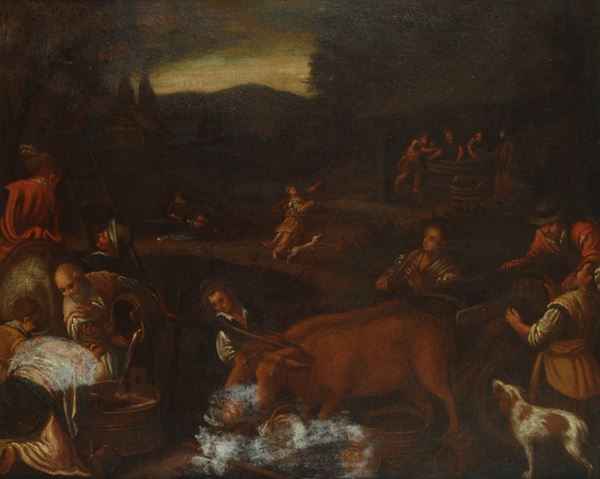 Scuola dei Bassano, XVII sec. - Contadini con armenti