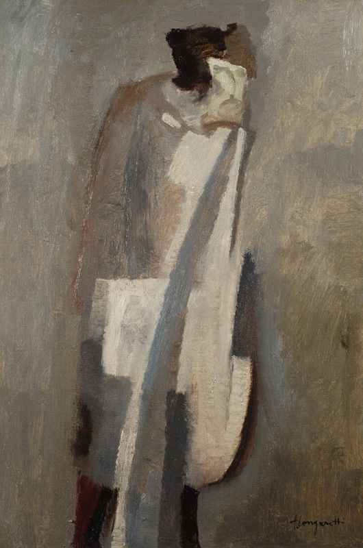 Trento Longaretti : Uomo bianco e grigio  (1973)  - Olio su tela - Asta Arte Moderna e Contemporanea - III - Galleria Pananti Casa d'Aste