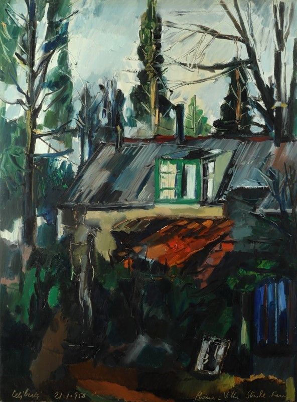 Giorgio Celiberti : Villa Strohl Fern  (1958)  - Olio su tela - Asta Arte Moderna e Contemporanea - III - Galleria Pananti Casa d'Aste