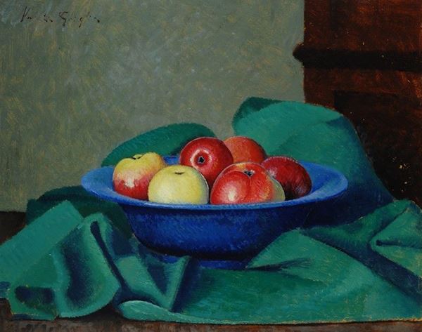 Valentino Ghiglia : Natura morta con mele  - Auction AUTORI DEL XIX E XX SEC - II - Galleria Pananti Casa d'Aste