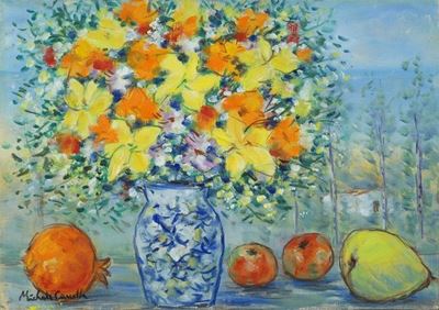 Vaso di Fiori con Frutta