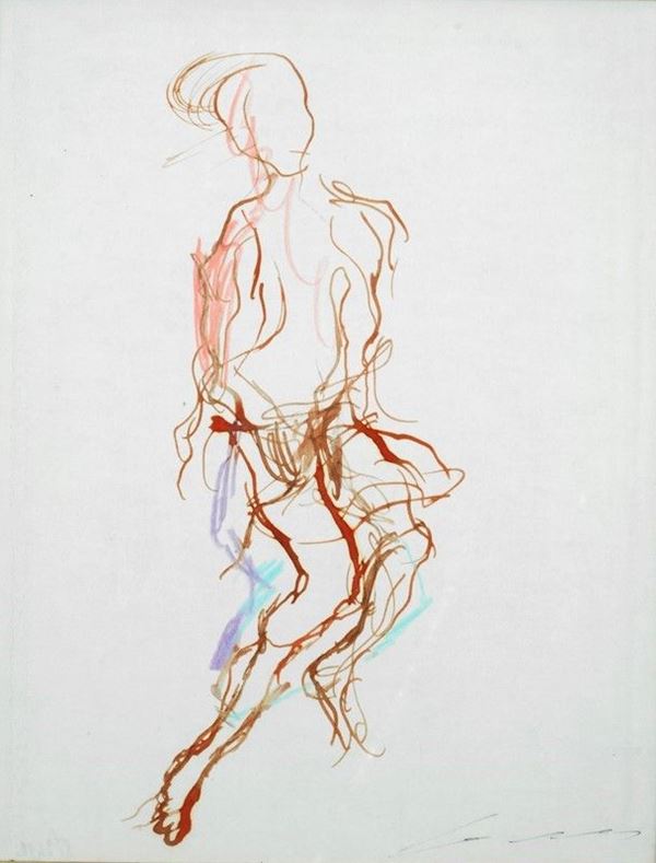 Ernesto Treccani : Figura  - Tecnica mista su carta riportata su tela  - Asta AUTORI DEL XIX E XX SEC, ARTE MODERNA E CONTEMPORANEA - Galleria Pananti Casa d'Aste