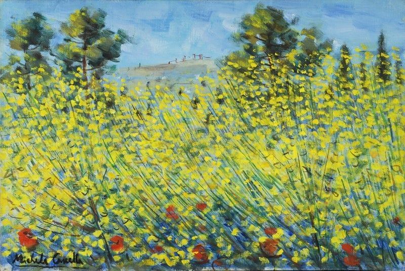 Michele Cascella - Paesaggio con Ginestre in Fiore