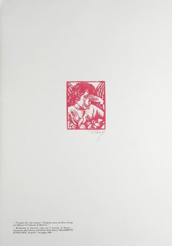 Pietro Parigi : L'angelo che vede lontano   (1989)  - Xilografia - Asta GRAFICA ED EDIZIONI - Galleria Pananti Casa d'Aste