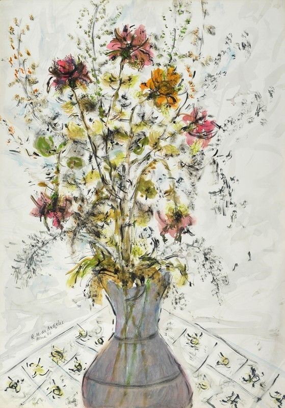 Raoul Maria de Angelis : Vaso con fiori  - Auction GRAFICA ED EDIZIONI - Galleria Pananti Casa d'Aste