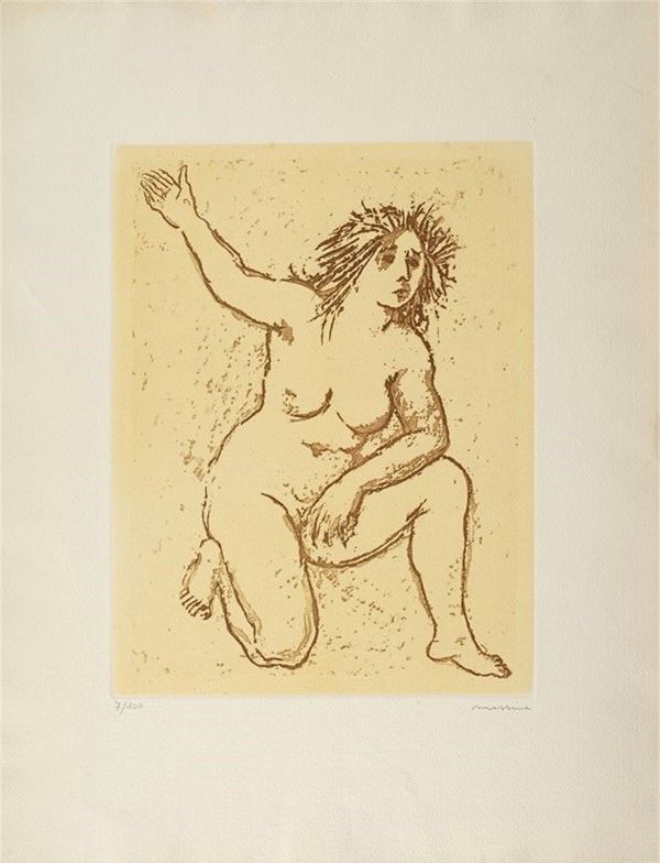 Francesco Messina : Nudo femminile  - Acquatinta - Asta GRAFICA ED EDIZIONI - Galleria Pananti Casa d'Aste
