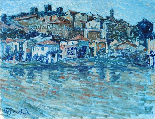 Paulo Ghiglia - Veduta di paese dal mare