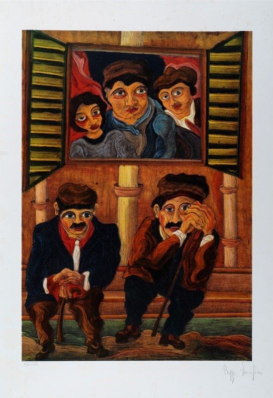 Giuseppe Serafini : Interno con figure  - Auction GRAFICA ED EDIZIONI - Galleria Pananti Casa d'Aste