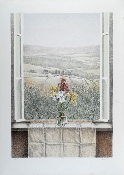 Finestra e Vaso con Fiori