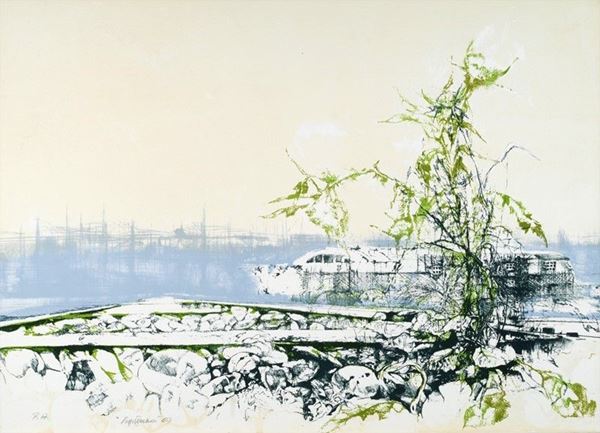 Renzo Vespignani : Paesaggio  (1969)  - Litografia - Asta GRAFICA ED EDIZIONI - Galleria Pananti Casa d'Aste