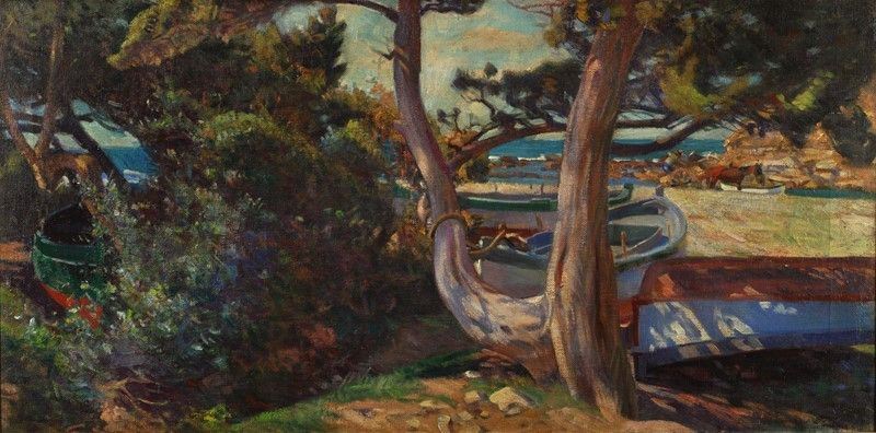 Ruggero Focardi - Scorcio di Spiaggia con Barche