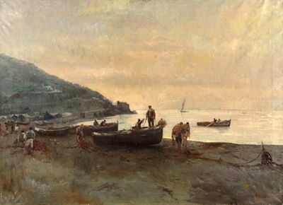 Paesaggio Costiero con Pescatori