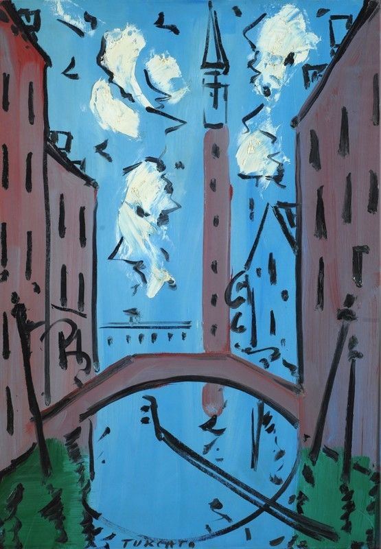 Giulio Turcato : Veduta di Venezia  ((1969))  - Olio su tela - Asta Arte Moderna e Contemporanea - III - Galleria Pananti Casa d'Aste