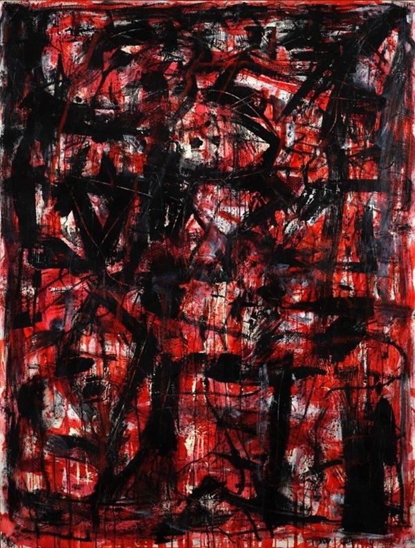 Emilio Vedova : Rosso 83-5  (1983)  - Olio su tela - Asta Arte Moderna e Contemporanea - III - Galleria Pananti Casa d'Aste