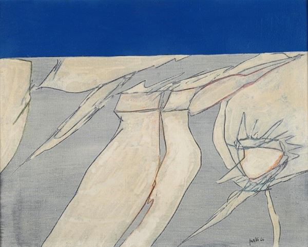 Achille Perilli : L'albero del desiderio  (1966)  - Tecnica mista su tela - Asta Arte Moderna e Contemporanea - III - Galleria Pananti Casa d'Aste
