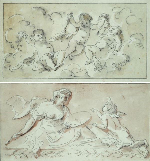 Anonimo, XIX sec. - Coppia di disegni