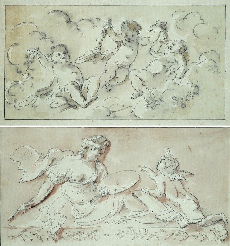 Anonimo, XIX Sec. - Coppia di Disegni