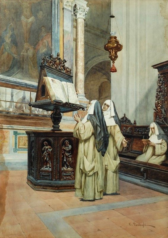 Enrico Tarenghi - Inteno di chiesa con monache 