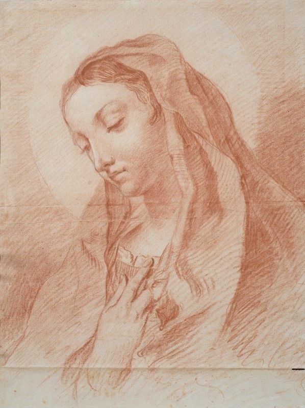 Scuola Veneta, XVIII sec. : Madonna  - Sanguigna su carta - Asta ANTIQUARIATO, OROLOGI - I - Galleria Pananti Casa d'Aste