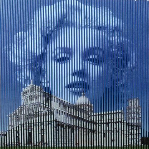 (Piero Maffessoli) Malipiero : Osmosi - Marilyn Monroe - Pizza dei Miracoli  (2013)  - Collage su compensato - Asta Arte Moderna e Contemporanea - III - Galleria Pananti Casa d'Aste