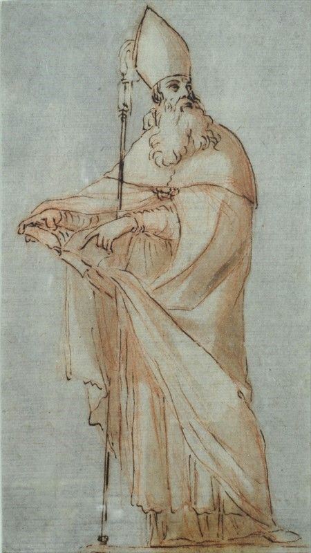 Anonimo, XVI - XVII sec. : Vescovo  - china acquerellata su carta  - Asta ANTIQUARIATO, OROLOGI - I - Galleria Pananti Casa d'Aste