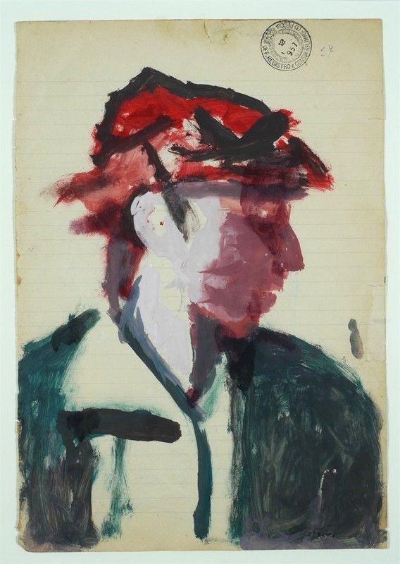 Anonimo, XX sec. : Profilo di ragazzo con berretto  - Auction Arte Moderna e Contemporanea - III - Galleria Pananti Casa d'Aste
