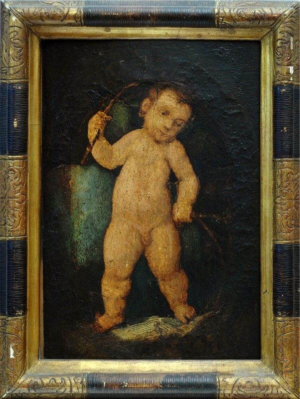 Scuola Italia Centrale, XV - XVI Sec. - Putto Nudo con Grano e Putto Nudo con Ramo