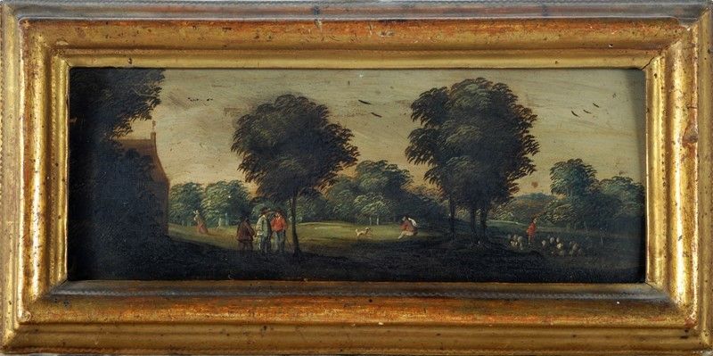 Scuola Fiamminga, XVII Sec. - Tre Paesaggi con Figure