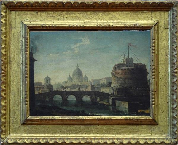 Scuola Romana, XVII sec. : Veduta di Castel Sant’Angelo  - Auction ANTIQUARIATO, OROLOGI - I - Galleria Pananti Casa d'Aste