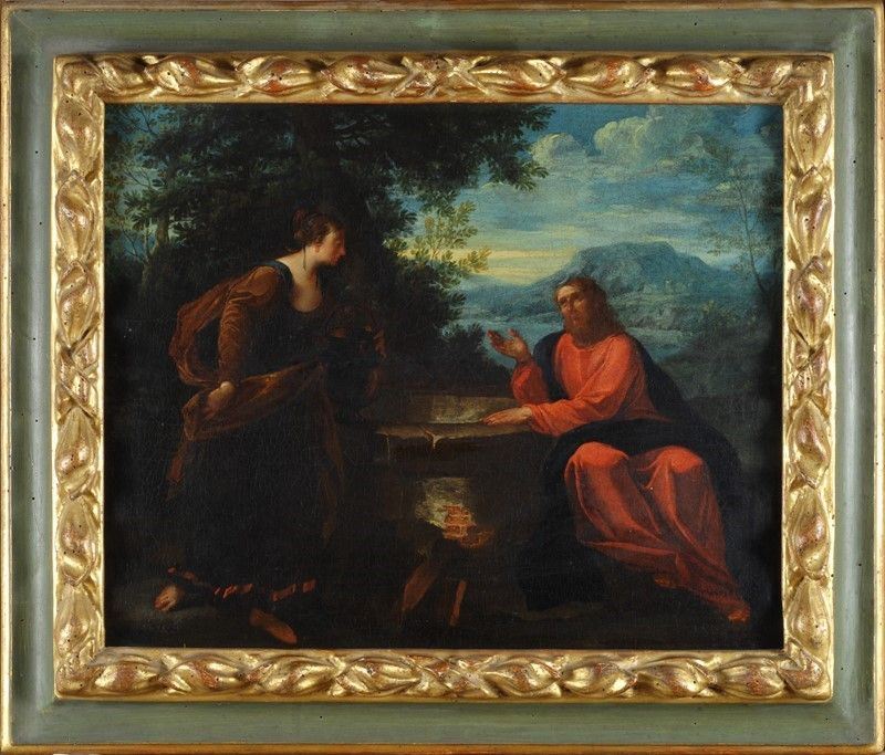 Scuola Emiliana, XVII Sec. - Cristo e la Samaritana al Pozzo