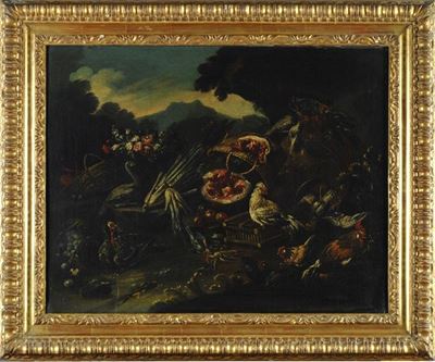 Natura Morta con Fiori, Frutti e Volatili