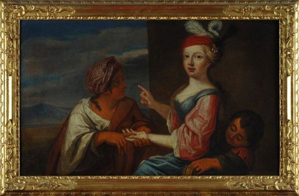 Scuola Francese, XVIII sec. - La lettura della mano