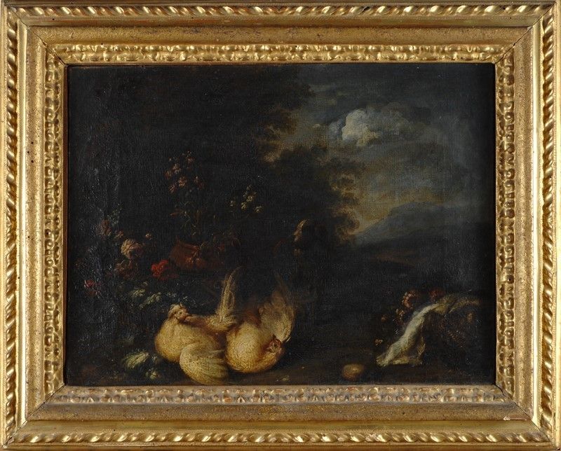 Candido Vitali - Natura Morta con Fiori, Frutti e Volatili