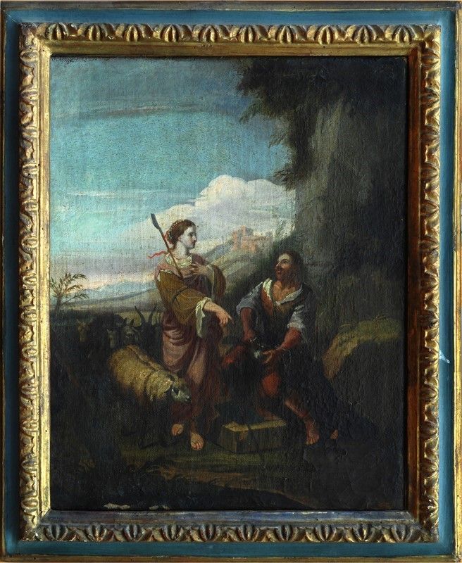 Scuola Lombarda, XVIII Sec. - Figure Sotto un Loggiato; Due Figure