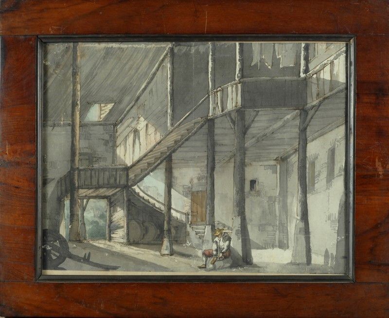 Scuola Bolognese, XIX Sec. - Contadino che Si Calza una Scarpa