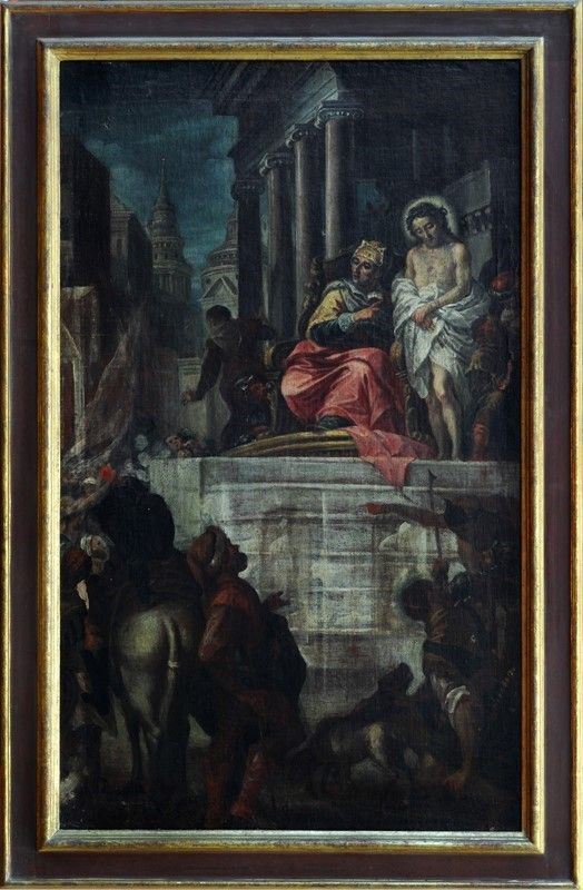 Scuola Napoletana, XVIII sec. : Cristo davanti a Erode  - Olio su tela - Asta ANTIQUARIATO, OROLOGI - I - Galleria Pananti Casa d'Aste