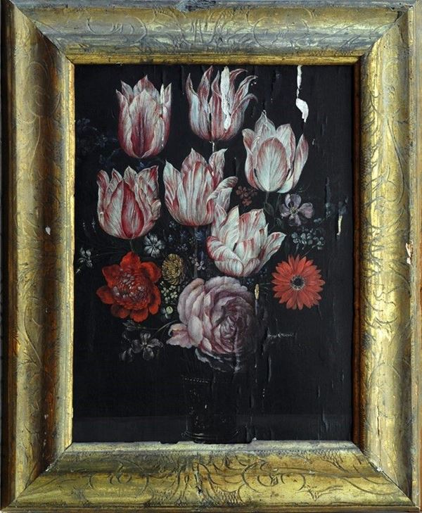 Anonimo, XVII sec. : Tulipani e fiori  - Auction ANTIQUARIATO, OROLOGI - I - Galleria Pananti Casa d'Aste