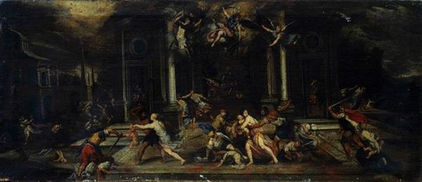 Scuola Veneta, fine XVI sec. : La Strage degli innocenti  - Auction ANTIQUARIATO, OROLOGI - I - Galleria Pananti Casa d'Aste