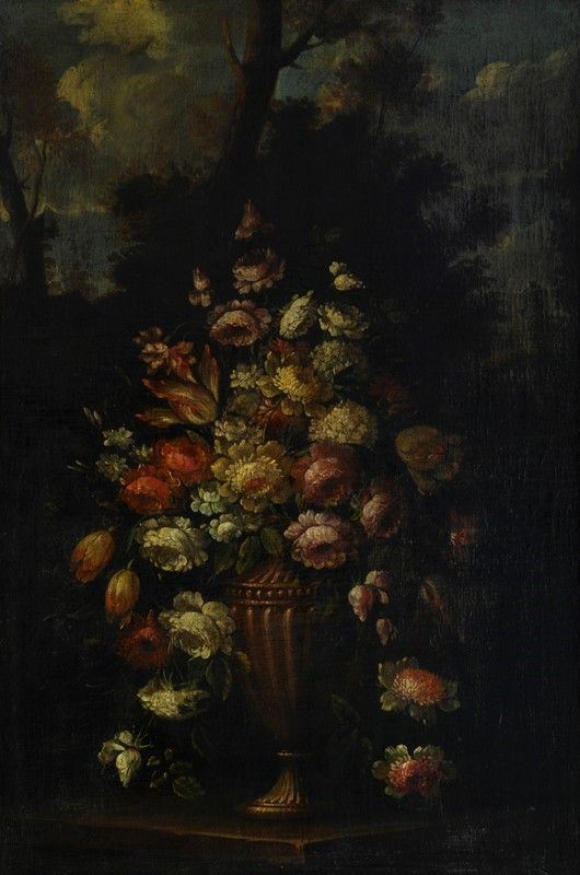 Anonimo, XVIII sec. : Vaso di fiori  - Olio su tela - Asta ANTIQUARIATO, OROLOGI - I - Galleria Pananti Casa d'Aste