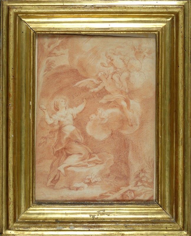 Scuola Romana, XVIII Sec. - Santa con Angeli