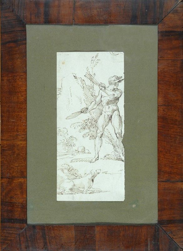 Anonimo, XVIII sec. - Figura e cane