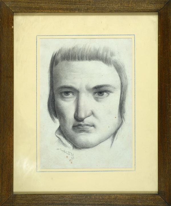 Anonimo, XIX sec. : Ritratto  - Matita su carta - Auction ANTIQUES - Galleria Pananti Casa d'Aste
