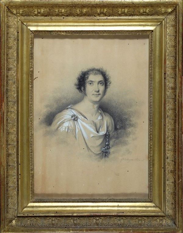 Anonimo, XIX sec. : Ritratto  (1824)  - Matita su carta - Asta ANTIQUARIATO, OROLOGI - I - Galleria Pananti Casa d'Aste
